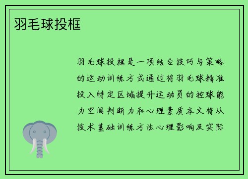 羽毛球投框